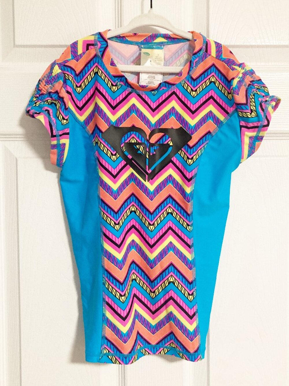Roxy Girl's Short Sleeve Rash Guard Size 12